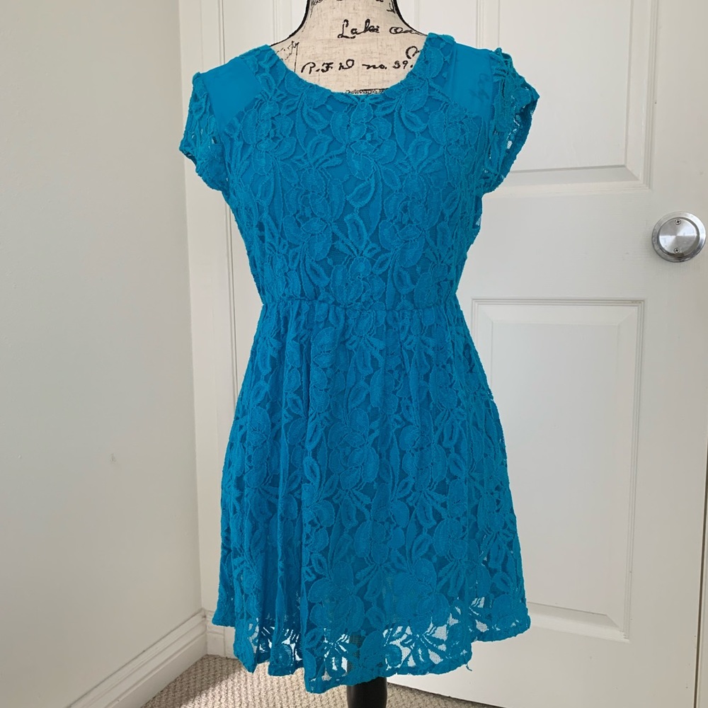 Urban Outfitter Coincidence & Chance blue lace zipper dress